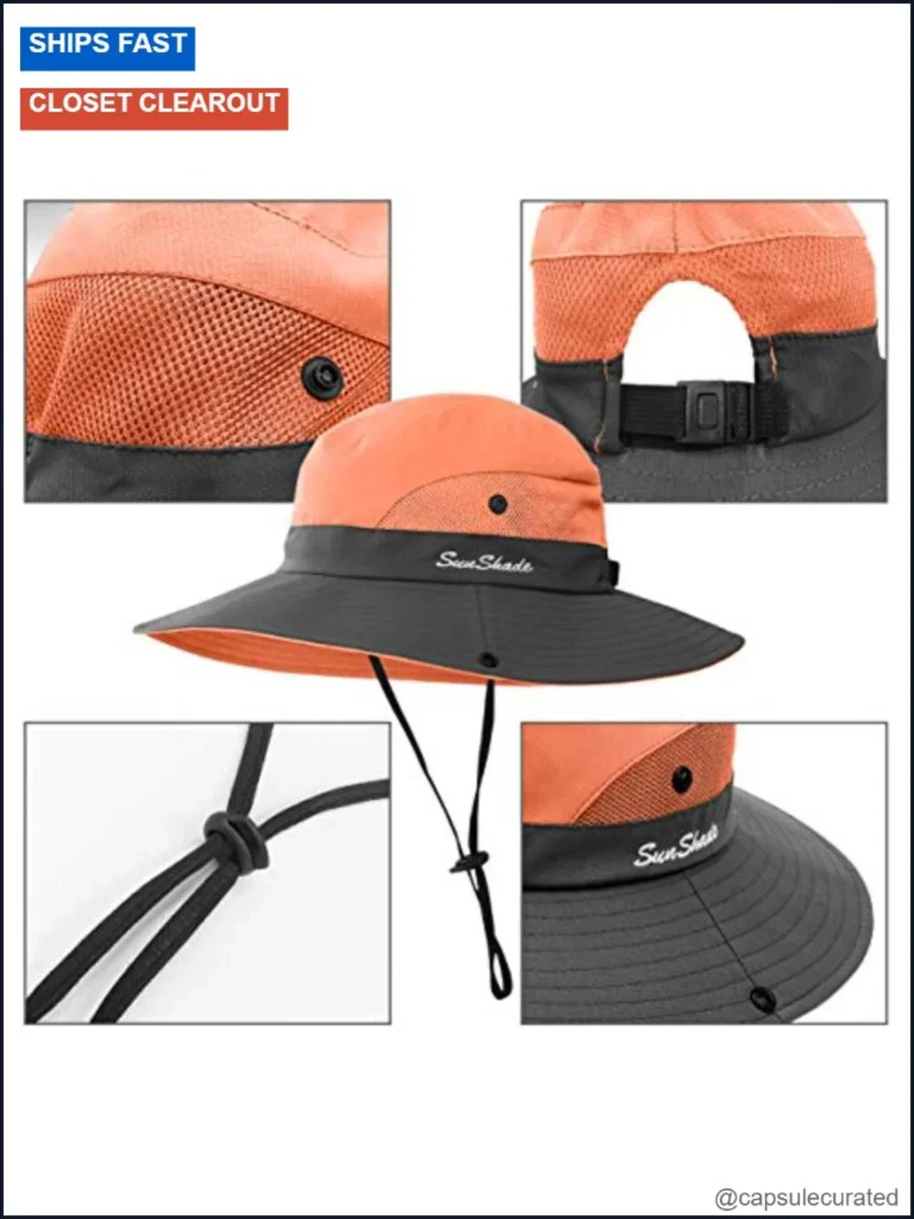 6 Pack Women's Ponytail Sun Hat Wide Brim UPF 50+ Packable Foldable Beach Hat
